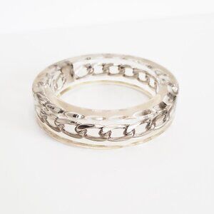 Luc Kieffer Resin Clear Silver Chain Bracelet NWOT